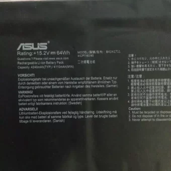 Nauja Nešiojamo kompiuterio baterija ASUS B41N1711 - Image 3