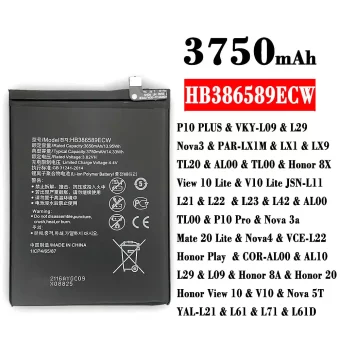 Mobiliojo telefono baterija HB386589ECW tinka HUAWEI P10 PLUS /Nova3 / Honor 8X / View 10 Lite / P10 Pro / Nova 3a / Mate 20 Lite / Nova4 / Honor 8A / Honor 20 / Honor View 10 / Nova 5T