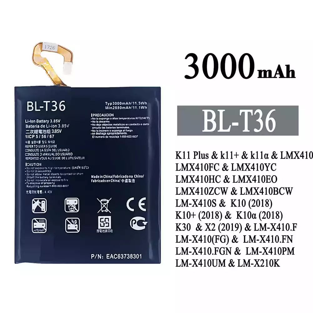 Mobiliojo telefono baterija BL-T36 tinka LG K11 Plus /K10 / K10+