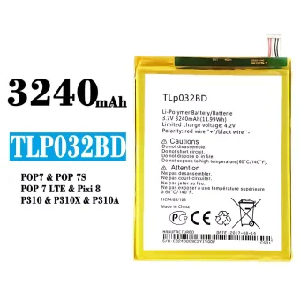 Mobiliojo telefono baterija TLP032BD tinka Alcatel POP 7/POP 7s/POP 7 lite/Pixi 8