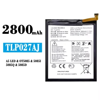 Mobiliojo telefono baterija TLP027AJ tinka Alcatel A5 LED/OT5085/5085I/5085Q/5085D