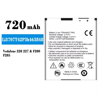Mobiliojo telefono baterija Li3707T42P3h463848 tinka ZTE Vodafone 228 227/F280/F285