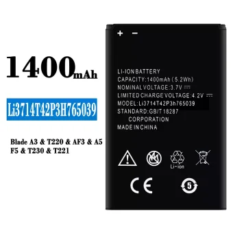 Mobiliojo telefono baterija Li3714T42P3H765039 tinka ZTE Blade A3/T220/AF3/A5/F5/T230/T221